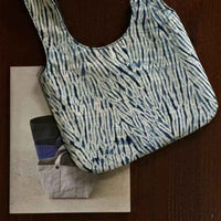 Indigo Shibori Handcrafted Knot Bag – Feather Pattern