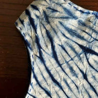 Indigo Shibori Handcrafted Knot Bag – Feather Pattern