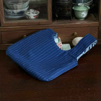 Indigo Shibori Handcrafted Knot Bag – Feather Pattern