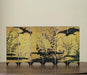 Rin Essense lacquer table screen miniature six panel gold floral and bird painting for tabletop decor