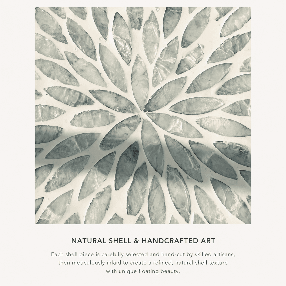 RIN ESSENCE handcrafted art featuring natural shell inlays with mother of pearl nacre design