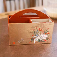 Japanese Yamanaka Lacquerware Decorative Storage Box – Hand-Painted Traditional Motifs, Elegant Desktop Organizer, Luxury Housewarming & Wedding Gift
