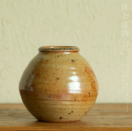 Rin Essense mini flower vase Japanese decor with rustic brown glaze and speckled ceramic finish