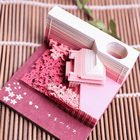Rin Essense Kiyomizu Kyoto temple art gift featuring a pink and white 3D pop-up paper model with cherry blossoms