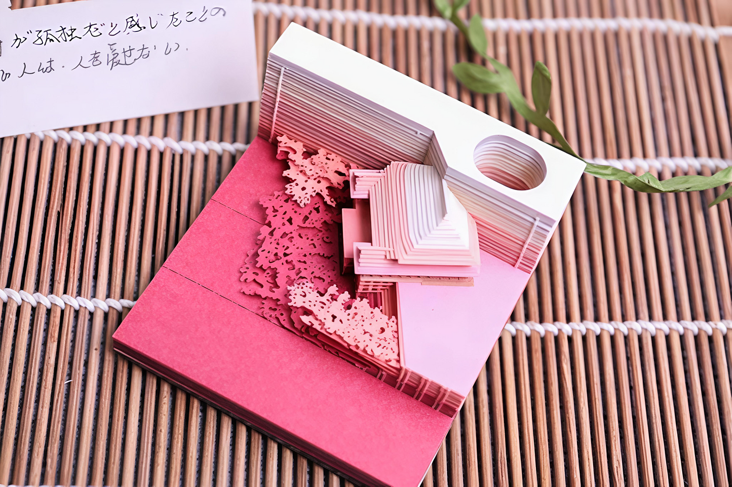 Rin Essense Kiyomizu Kyoto temple art gift paper model with intricate layered design on wooden surface