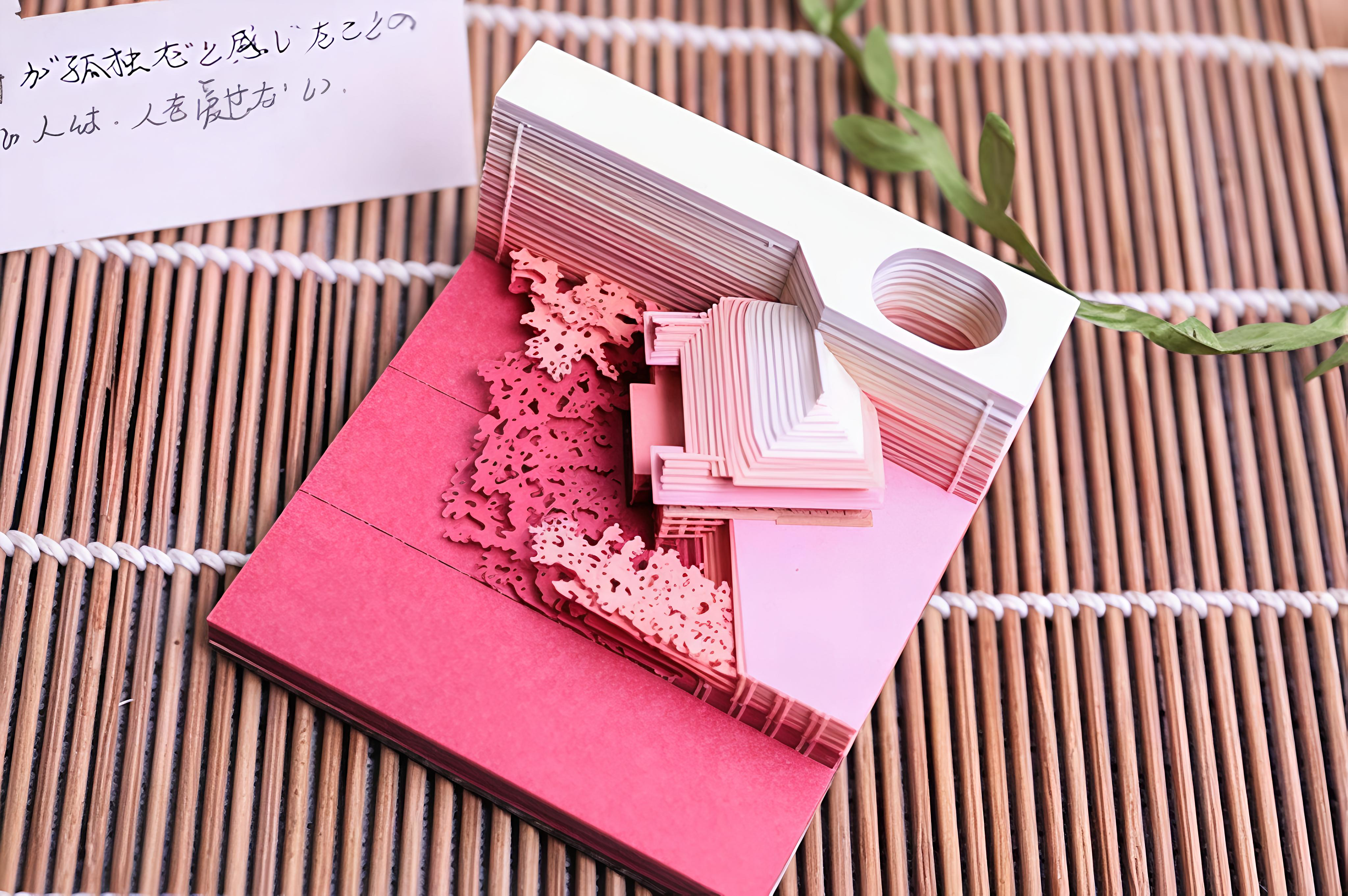 Rin Essense Kiyomizu Kyoto temple art gift paper model with intricate layered design on wooden surface