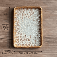 Hanoi Vietnamese Rattan Tray with Iridescent Mother of Pearl Inlay - Rin Essense 