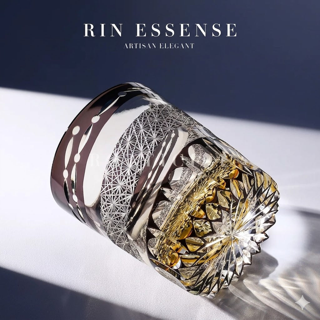 RIN ESSENCE — “KIKU RADIANCE” Edo Kiriko Whiskey Glass - Rin Essense 