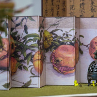 Rin Essense decorative room divider folding screen with fruit and floral design for home décor