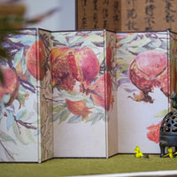 Rin Essense room divider folding screen with artistic pomegranate design for home décor