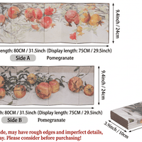 Rin Essense room divider folding screen with hand-painted pomegranate design and wooden folding panels