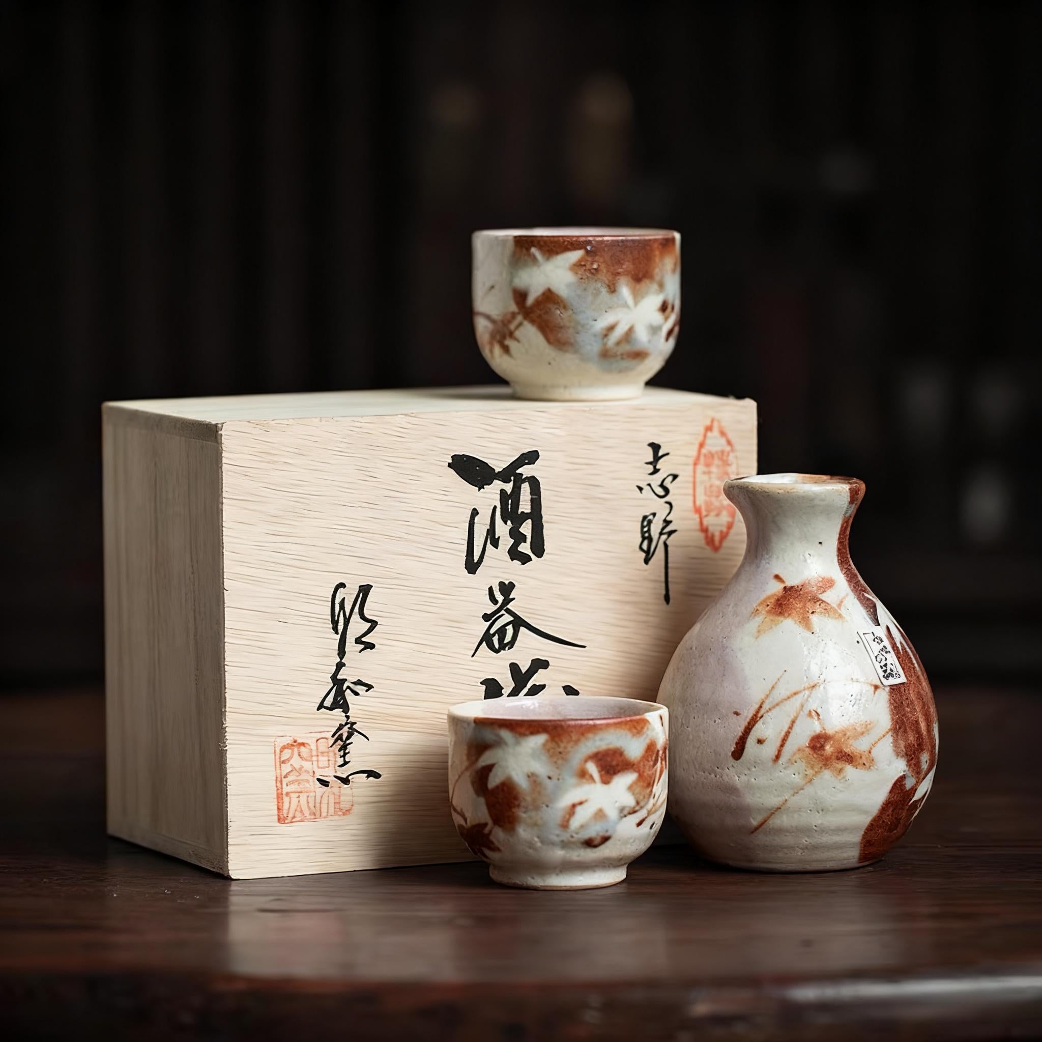 Sake Roku Rin Momiji Shino Ware Sake Set – Handcrafted Japanese Ceramic | Rin Essense