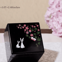 Japanese Yamanaka Lacquer Moon Rabbit Jewelry Box with Mirror – Makie Art Trinket Case - Rin Essense 