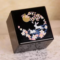Japanese Yamanaka Lacquer Moon Rabbit Jewelry Box with Mirror – Makie Art Trinket Case - Rin Essense 