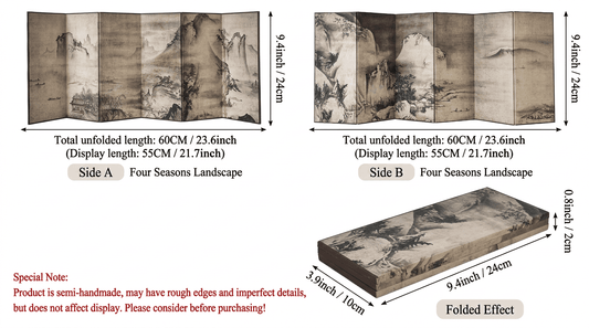 Rin Essense Four Seasons Landscape decorative folding screen home décor with vintage mountain and nature artwork