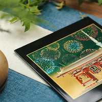 Yamanaka Lacquerware Makie Coaster – Timeless Japanese Craft with intricate fireworks and temple design