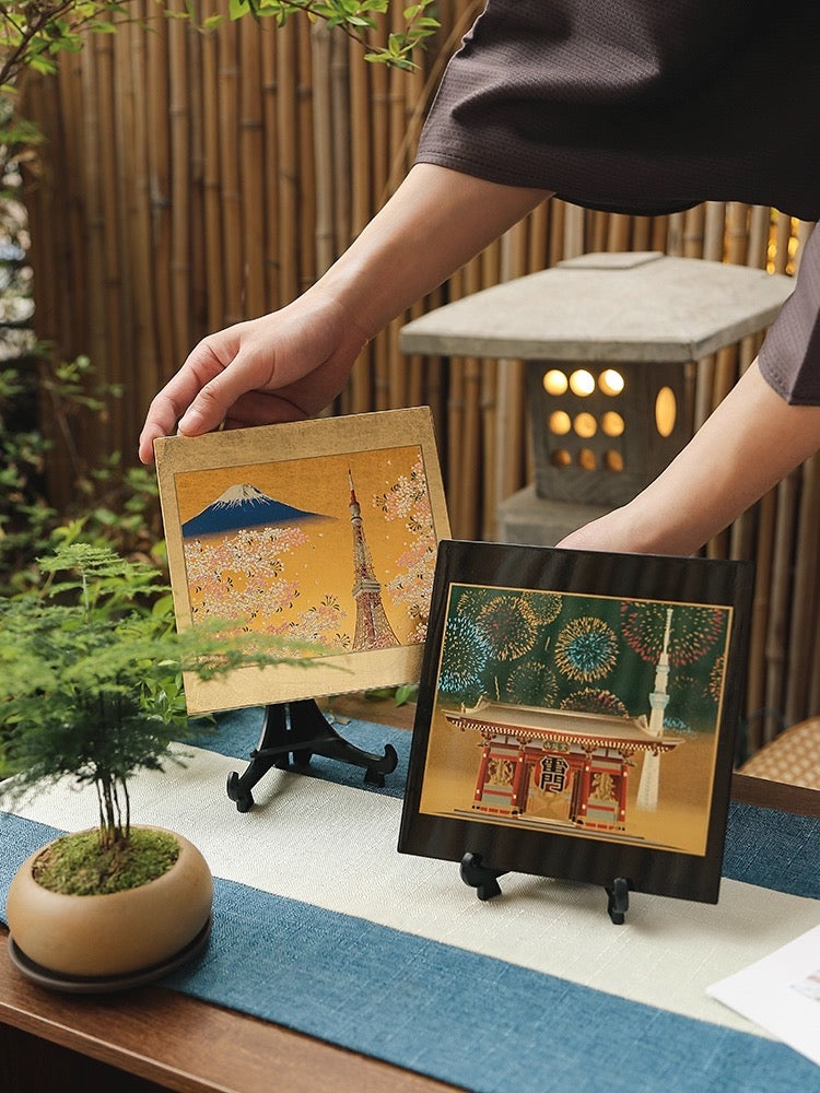 Yamanaka Lacquerware Makie Coaster – Timeless Japanese Craft showcasing traditional designs with Mount Fuji and temple scenes