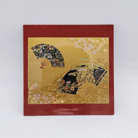Yamanaka Lacquerware Makie Coaster – Timeless Japanese Craft with traditional fan and floral design