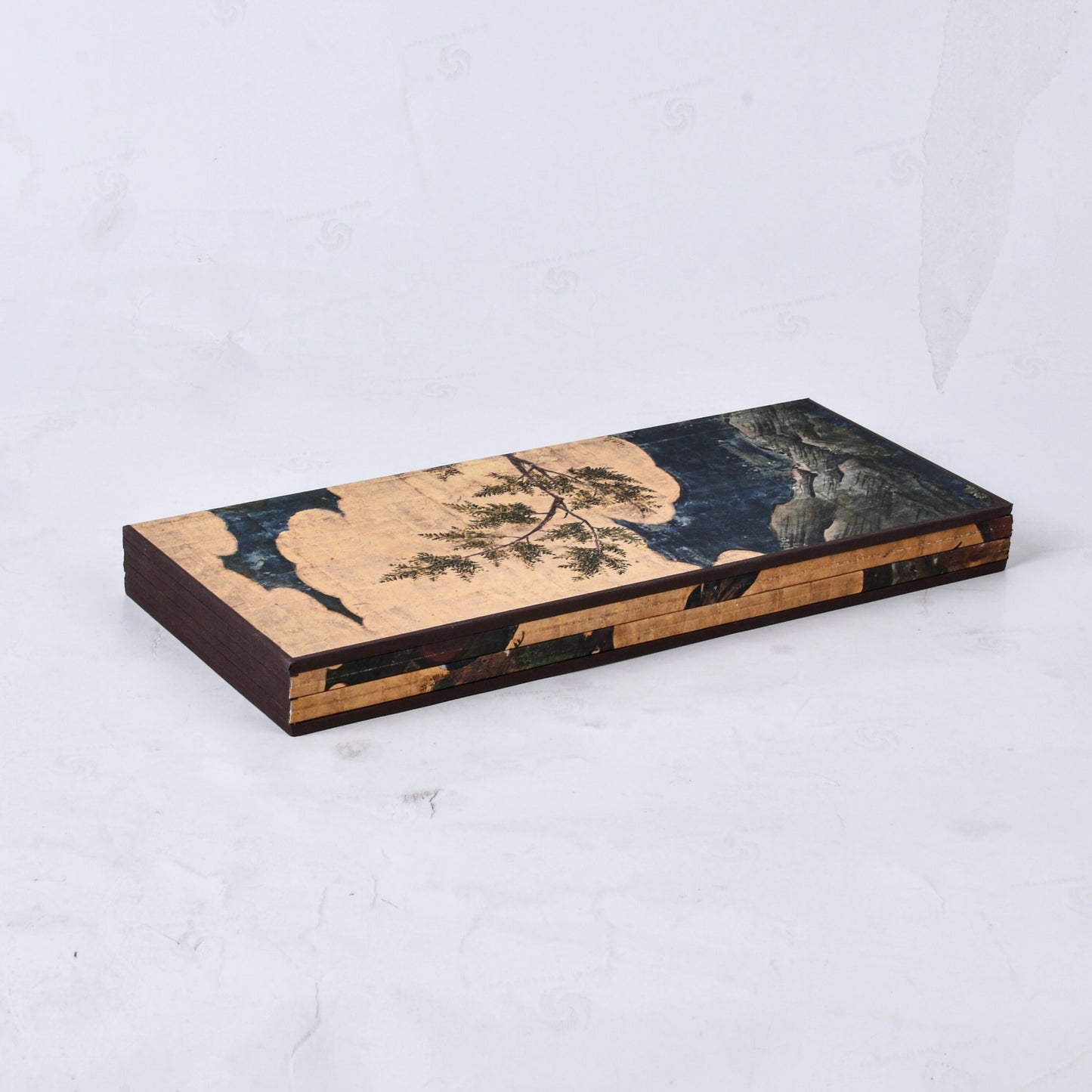 Rin Essense wooden decorative tray with nature-themed design for zen bedroom decor ideas