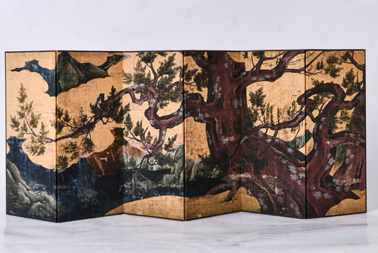 Rin Essense decorative folding screen with artistic tree design for zen bedroom decor ideas